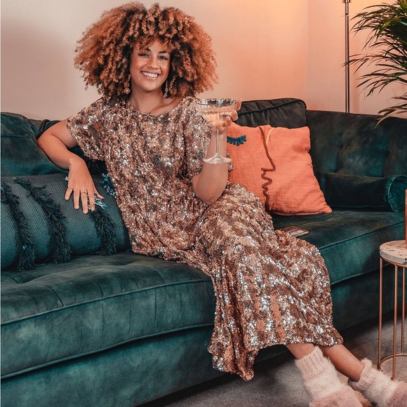 Anthropologie Maeve sequined midi dress (rose gold!) (XS) - Picture 10 of 12